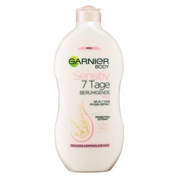 Lapte de corp pentru piele uscata si sensibila, Garnier Sensitiv 7 Tage, cu extract probiotic si lapte de ovaz, 400ml