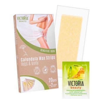 Benzi Depilatoare cu Ceara pentru Pielea Sensibila cu Galbenele Victoria Beauty Camco, 20 buc