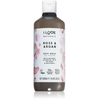 I love... Naturals Rose & Argan gel de dus imbatator cu aromă de trandafiri