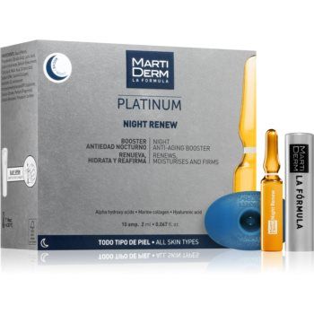 MartiDerm Platinum Night Renew serum cu efect exfoliant in fiole