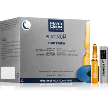 MartiDerm Platinum Night Renew serum cu efect exfoliant in fiole ieftin