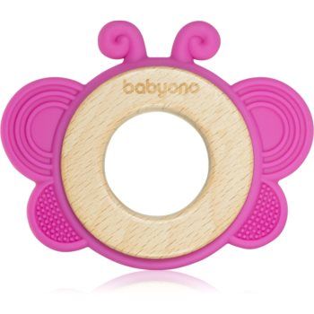 BabyOno Wooden & Silicone Teether jucărie pentru dentiție