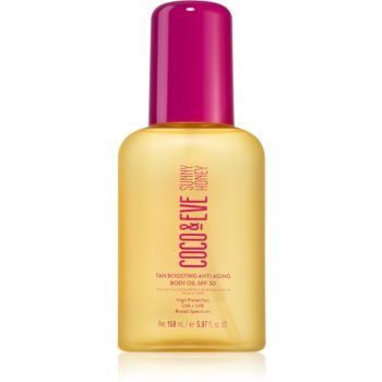 Coco & Eve Sunny Honey Tan Boosting Anti-Aging Body Oil SPF 30 ulei protector pentru accelerarea bronzului piele anti-imbatranire