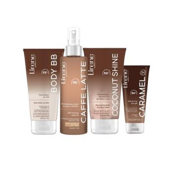 Set Cadou Lirene Tan ( Gel pentru fata autobronzant 150ml, Crema iluminatoare 150ml, Ulei uscat autobronzant 190ml, Balsam autobronzant 175ml )