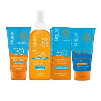 Set Cadou Protectie SPF Adulti, piele sensibila ( Crema hidratanta 40ml, Lotiune hidratanta 175ml, Ulei uscat 150ml, Balsam calmant 150ml)