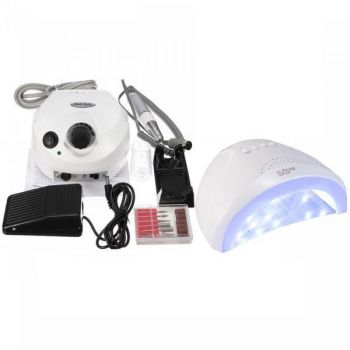 Freza electrica DM 202 35.000 rotatii ALB + Lampa Led / Uv Sun One Putere 48W ALB de firma original