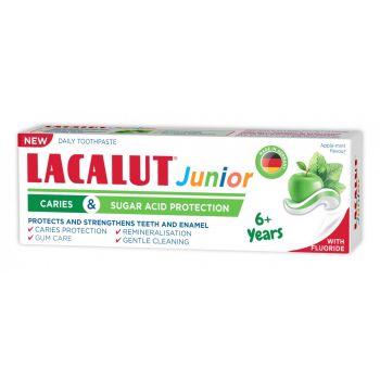 Pasta de dinti cu protectie anticarie si zaharuri, pentru copii 6+ ani, Lacalut Junior