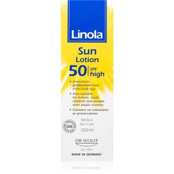 Linola Sun Lotion SPF50 crema pentru bronzat pentru piele uscata spre atopica ieftina