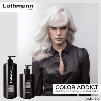 Sampon nuantator pentru par blond natural, vopsit si decolorat Silver Addict Lothmann, 500 ml