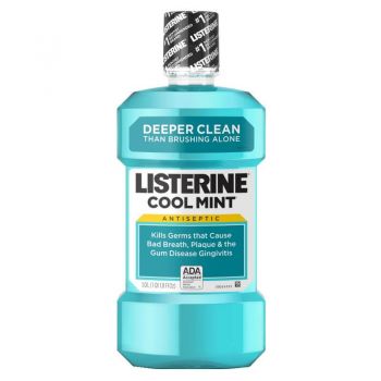 Apa de gura antiseptica Listerine Cool Mint, 250 ml, Johnson&Johnson