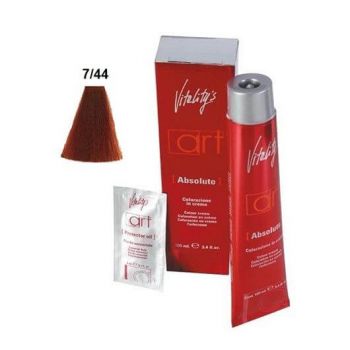 Vopsea permanenta de par Vitality's Art Absolute cu amoniac Blond Roscat Intens 7.44 100ml