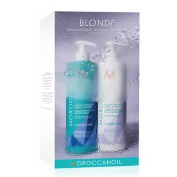 Pachet Duo Blonde Sampon pentru par blond, 500 ml + Balsam pentru par blond, 500 ml, Moroccanoil