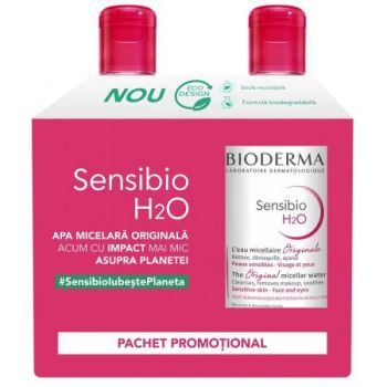 Solutie micelara Sensibio H2O, 500 ml + 500 ml, Bioderma