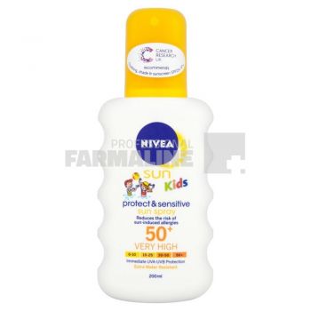 Nivea 85847 Sun Kids Protect & Sensitive Spray SPF50 200 ml ieftina