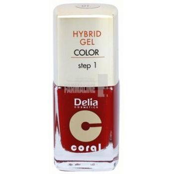 Delia Coral Hybrid Gel Color step 1 Lac unghii 01 de firma originala