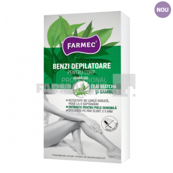 Farmec Benzi depilatoare pentru corp cu extract ceai matcha si bambus 8 bucati