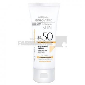 Gerovital H3 Derma Sun Crema fata protectie solara tenta aurie SPF50 50 ml ieftina