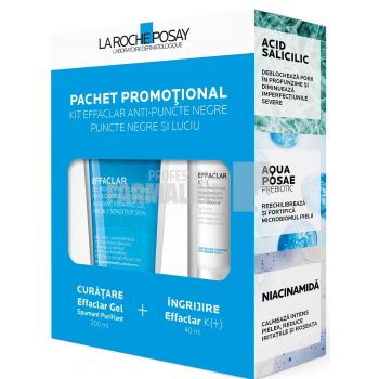 La Roche Posay Pachet Effaclar Crema pentru tenul gras 40 ml + Effaclar Gel spumant purifiant pentru piele grasa si sensibila 200 ml