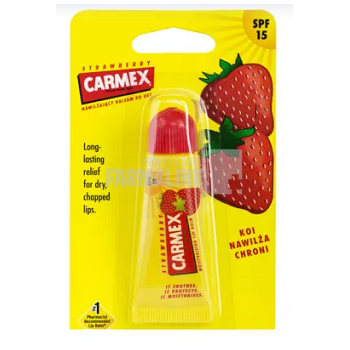 Carmex Balsam reparator pentru buze uscate si crapate SPF15 aroma capsuni 10 g ieftin