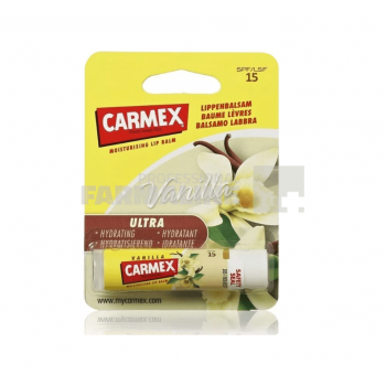 Carmex Balsam reparator pentru buze uscate si crapate SPF15+ aroma vanilie 4.25 g de firma original
