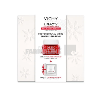 Vichy Xmas Pachet Liftactiv Collagen Specialist crema de zi antirid toate tipurile de ten 50 ml + Crema de noapte antirid 15 ml