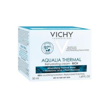 Crema de fata hidratanta pentru ten uscat si foarte uscat Aqualia Thermal Rich, Vichy, 50 ml