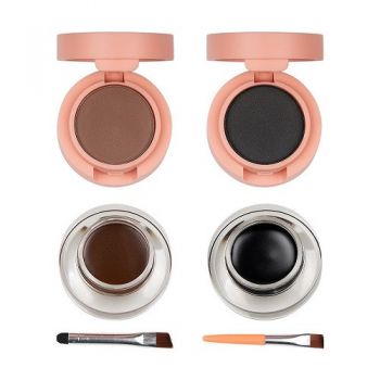 Kit fard sprancene si tus gel, Kiss Beauty, Peach, Eyebrow & Gel Eyeliner, 2 Pensule aplicare incluse