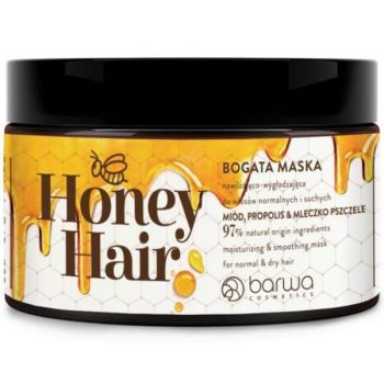Masca par Honey Hair pentru par normal si uscat, cu laptisor de matca, miere si propolis Barwa Cosmetics 220 ml ieftina