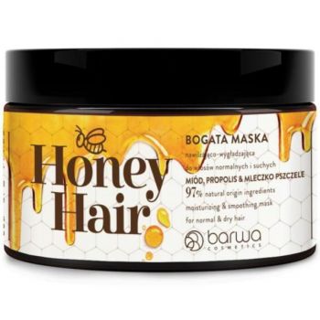 Masca par Honey Hair pentru par normal si uscat, cu laptisor de matca, miere si propolis Barwa Cosmetics 220 ml