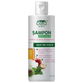 Sampon 99.5% Vegetal cu Otet de Mere, Nalba, Urzica, Brusture - Ceta Sibiu, 200 ml