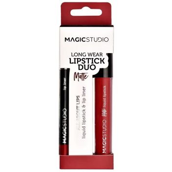 Ruj lichid mat si creion de buze Magic Studio, nr 1, Rosu de firma originala