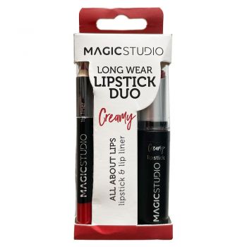 Ruj si creion de buze Magic Studio,Creamy, nr 2, rosu de firma originala
