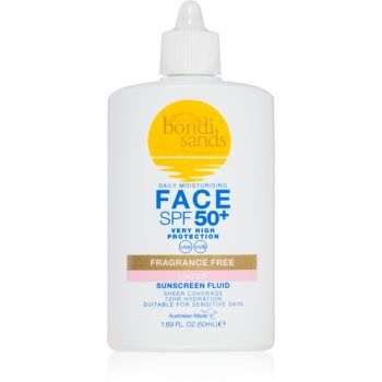 Bondi Sands SPF 50+ Fragrance Free Tinted Face Fluid crema protectoare cu efect de tonifiere faciale