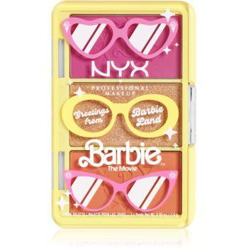 NYX Professional Makeup Barbie Mini Cheek Palette paletă cu iluminatoare și farduri de obraz ieftin