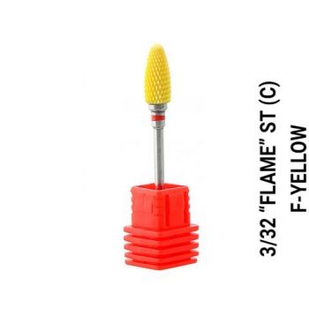 Bit (Cap) Freza Unghii Ceramica Yellow Forma Flacara F Flame ST(c), Briu Rosu la reducere