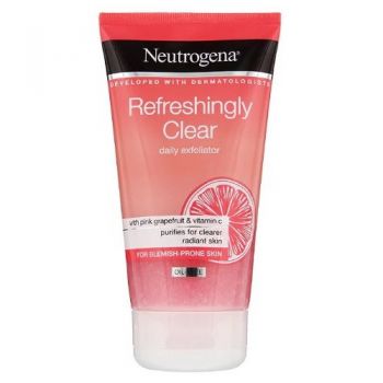 Scrub exfoliant pentru ten cu imperfectiuni, Neutrogena, Refreshingly Clear Pink Grapefruit, 150 ml de firma originala