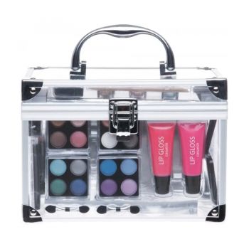 Set paleta machiaj tip geanta cosmetice Treffina, 20 x 13 x 15 cm, trusa machiaj, set produse cosmetice