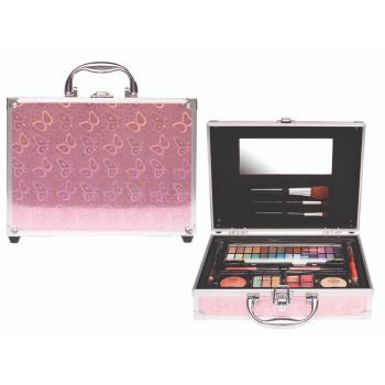 Set paleta machiaj tip geanta cosmetice Treffina Butterfly Holo, 23,5 x 20 x 7,5 cm, trusa machiaj