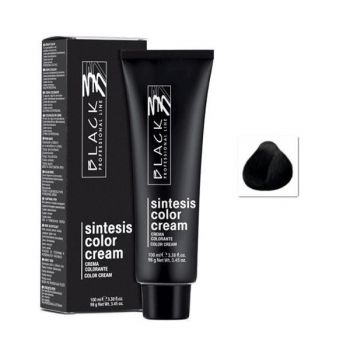 Vopsea Crema Permanenta - Black Professional Line Sintesis Color Cream, nuanta 1.00 Intense Black, 100ml ieftina