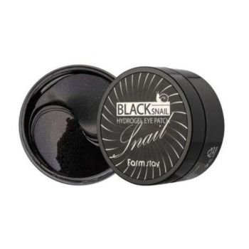 Plasturi Hranitori pentru Zona Ochilor cu Mucina de Melc Negru Farmstay Hydrogel Eye Patch, 90 g de firma originala