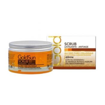 Scrub pentru corp si fata cu aur coloidal pur, efect netezire si intinerire, Biomed GoldSun, 200ml