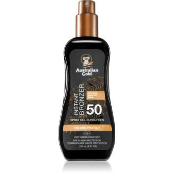 Australian Gold Spray Gel Sunscreen With Instant Bronzer spray pentru bronzat SPF 50