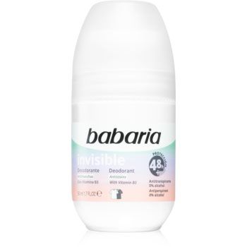 Babaria Deodorant Invisible antiperspirant roll-on impotriva petelor albe si galbene
