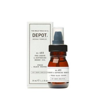 Ulei pentru ten si barba Depot 400 Shave Specifics No.403 Pre-Shave & Softening Fresh Black Pepper, 30ml