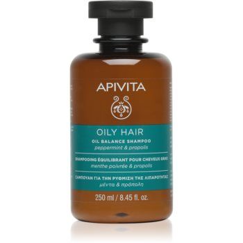 Apivita Oily Hair Oil Balance Shampoo sampon pentru curatarea profunda a scalpului seboreic pentru intarire si stralucire