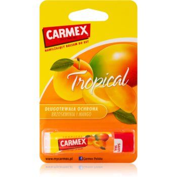Carmex Tropical Peach & Mango balsam pentru buze cu efect hidratant