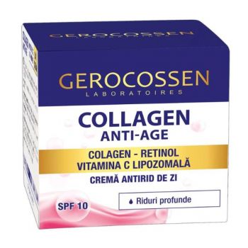 Crema Antirid de Zi Collagen Anti-age cu SPF 10 pentru Riduri Profunde, Gerocossen Laboratoires, 50 ml
