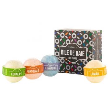 Set cadou Bile de baie Efervescente Viorica Cosmetic (4 buc.x80 g)
