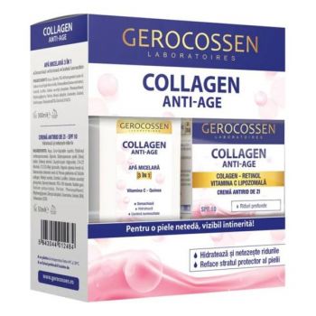 Set Gerocossen Laboratoires - Apa Micelara Collagen Anti-age si Crema Antirid de Zi Collagen Anti-age, 1 pachet