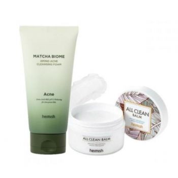 Set Spuma cu ceai verde acid salicilic pentru tenul problematic Biome Amino Acne Cleansing Foam 150ml + Balsam demachiant nutritiv 120ml, All clean balm, Heimish